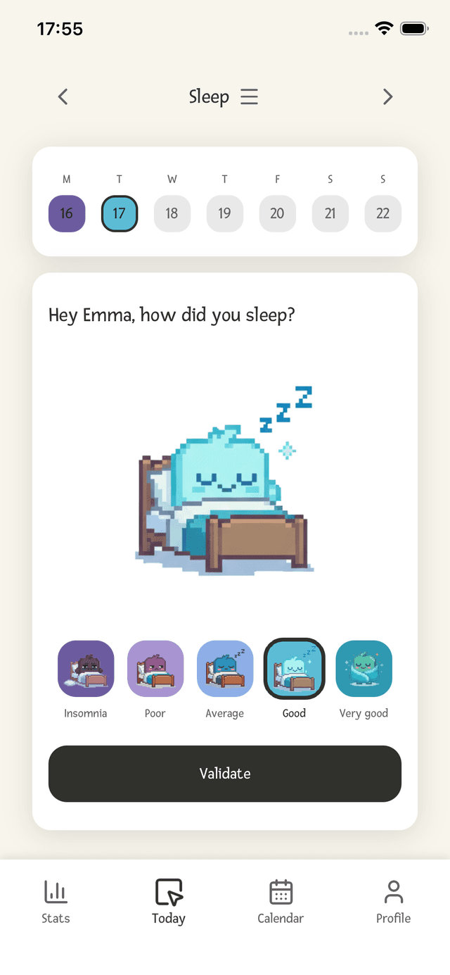 Saisie quotidienne — Sommeil